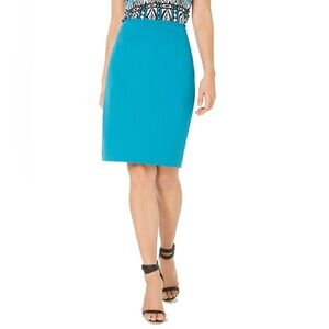 Vintage Maggy London 100% Silk Pencil skirt Turquoise Blue Lined Size M​​​
